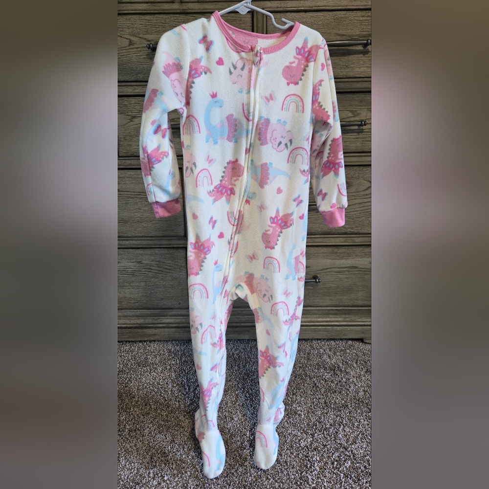 Kids Headquarters Pink and White Dinosaur Footie